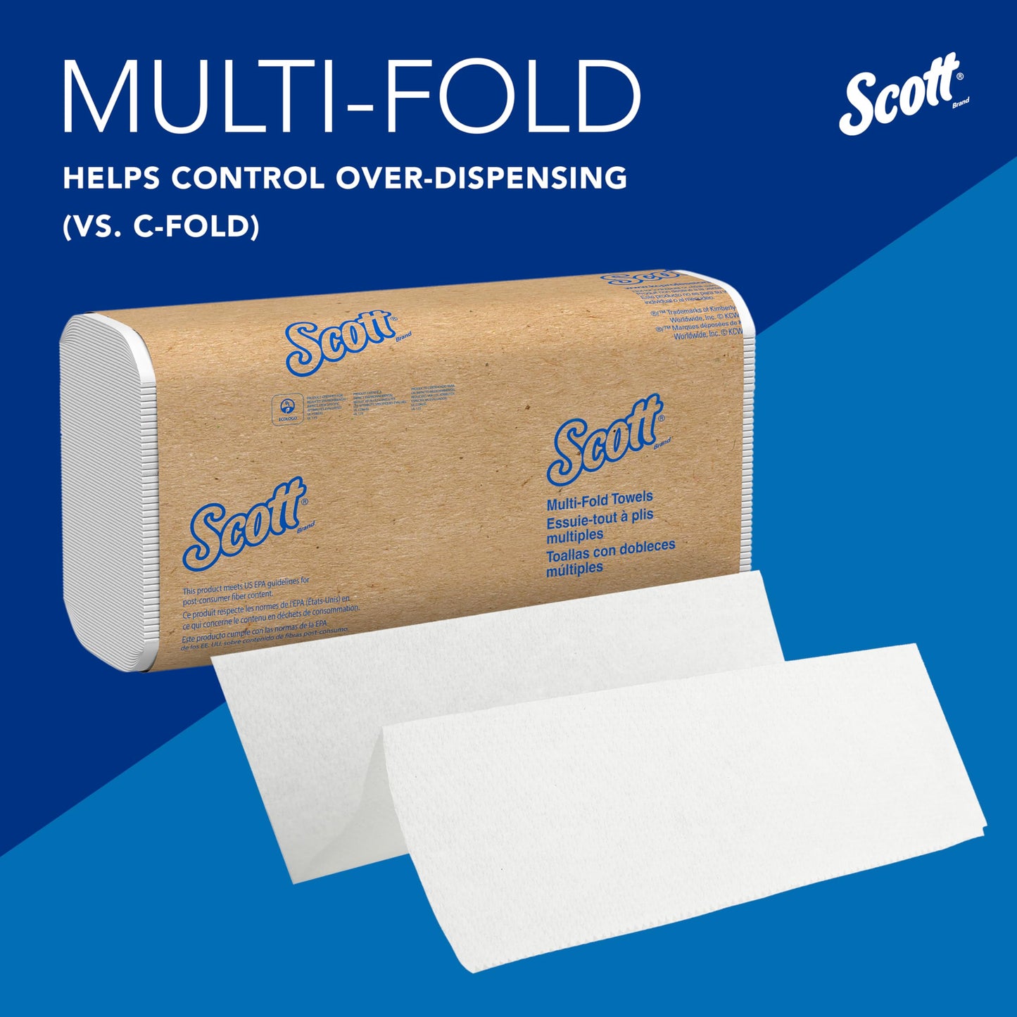 Scott Professional Multifold Paper Towels, Bulk (01804), with Absorbency Pockets, 9.2" x 9.4" sheets, White (250 Sheets/Pack, 16 Packs/Case, 4,000 Sheets/Case)