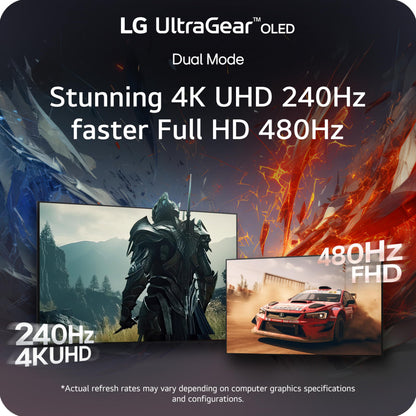 LG 32GX870A-B 32-inch Ultragear 4K UHD (3840 x 2160) OLED Gaming Monitor, Dual-Mode, 240Hz, 0.03ms, NVIDIA, AMD FreeSync Premium Pro, VESA DisplayHDR True Black 400, USB Type-C, DP2.1, Black