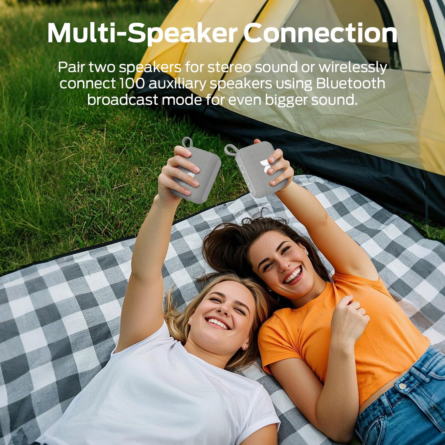 Monster Cube 1 Portable Bluetooth Speaker, IPX7 Waterproof, Bluetooth 6.0, 20H Playtime, Powerful Stereo Sound, Speaker for Home, Outdoors and Travel, Grey