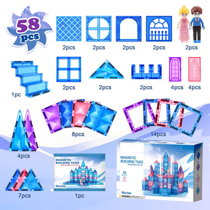 Diamond Magnetic Building Blocks - Frozen Princess Toys for 3-8 Year Old Girls & Boys - 3 4 5 6 Year Old Girl Birthday Xmas Present