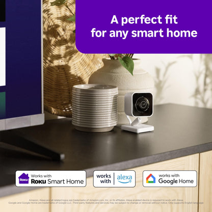 Roku New Indoor Camera 2024 - Home Security - 2-Pack - Wired Security Camera & Pet Monitor with 1080p HD Color Night Vision, Works with Alexa & Google, Motion & Sound Detection, WDR & WiFi 6