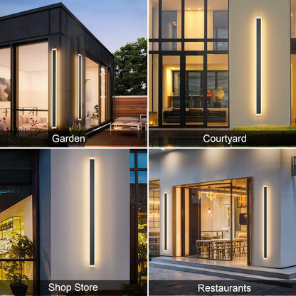 Aipsun 2 Packs Porch Wall Lights 56.3inch Long Strip Modern Outdoor Wall Light Fixture, Black Wall Mount Lighting Sconce Exterior Lights Wall Sconce 3000K for House Living Room Corridor