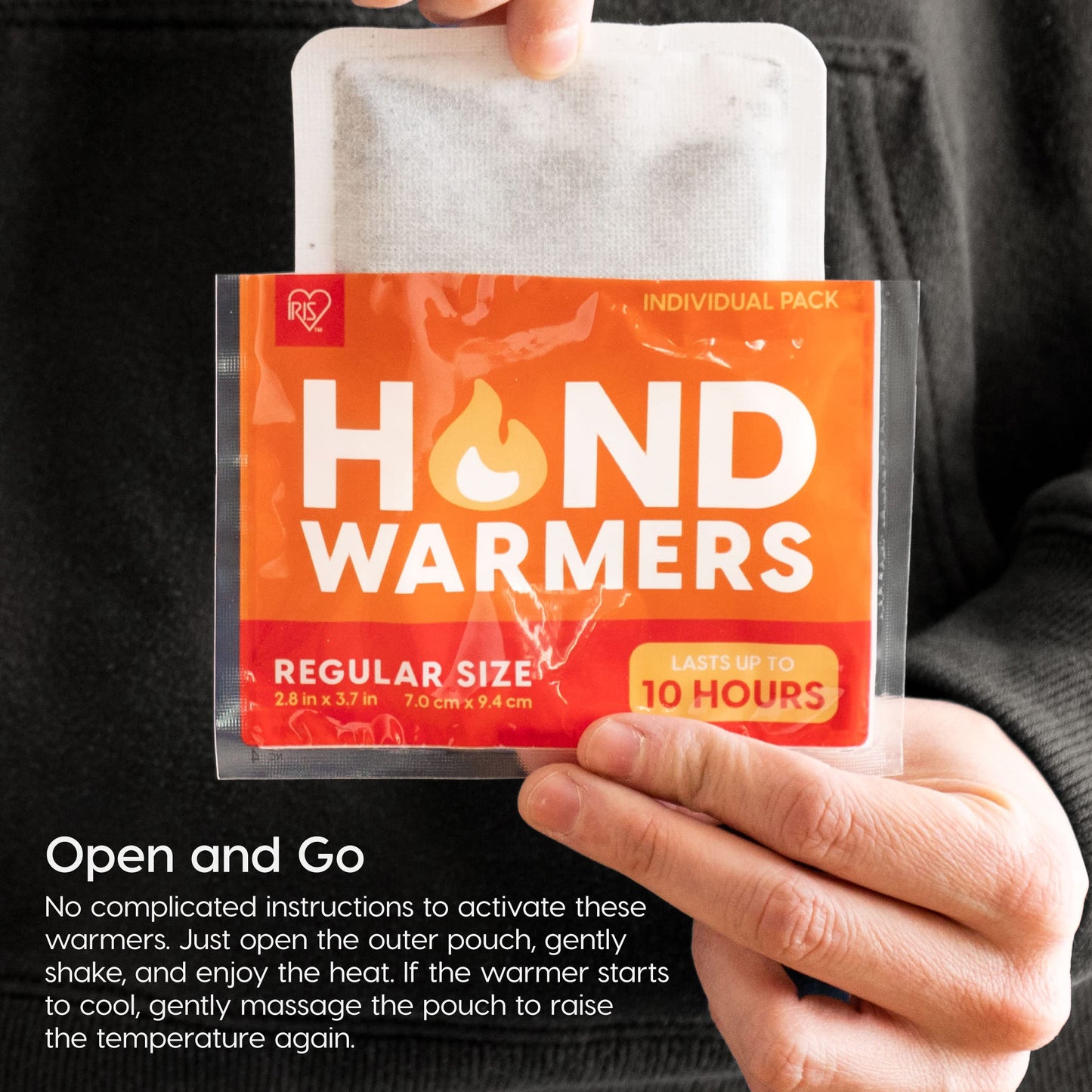 IRIS USA Hand Warmers – 60 Individual Warmers, Long-Lasting Up To 10 Hours For Warm and Hot Hands, On The Go, TSA-Approved, Disposable, Lasts 4 Years, Handwarmers For Hands and Feet, Winter Essentials