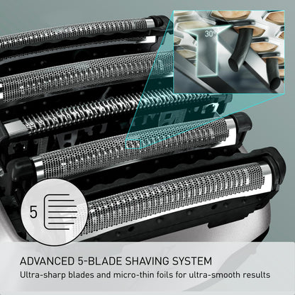 Panasonic ARC5 Electric Razor for Men with Pop-up Trimmer, Wet Dry 5-Blade Electric Shaver with Intelligent Shave Sensor and 16D Flexible Pivoting Head - ES-ALV6HS (Silver)