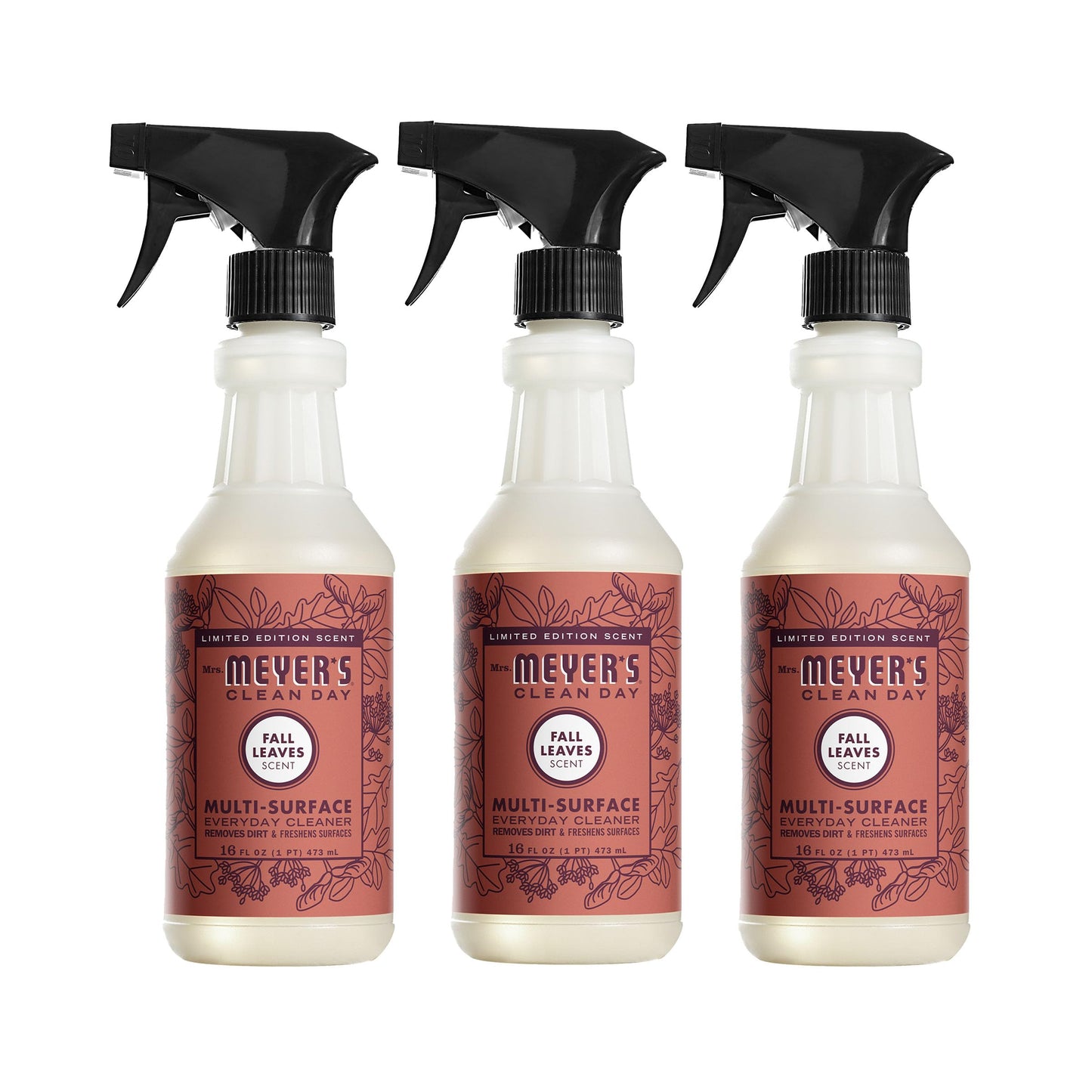 Mrs. MEYER'S CLEAN DAY Multi-Surface Everyday Cleaner, Fall Leaves Scent, 16 fl oz (Pack of 3)