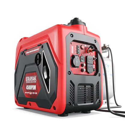 ERAYAK 4500W Dual-Fuel Portable Inverter Generator for Home Use, Camping Outdoor, 30A RV Ready, Auto Switch, Gas and Propane Powered, EPA, CO Sensor, Parallel Ready, Campact Design