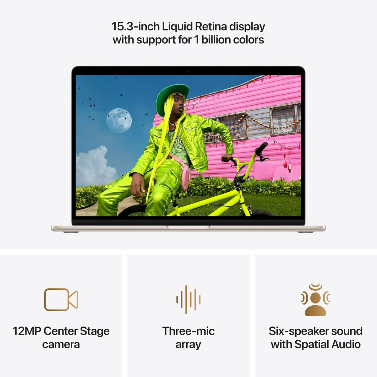 Apple 2026 MacBook Air 15-inch Laptop with M5 chip: Built for AI, 15.3-inch Liquid Retina Display, 16GB Unified Memory, 512GB SSD, 12MP Center Stage Camera, Touch ID, Wi-Fi 7; Starlight