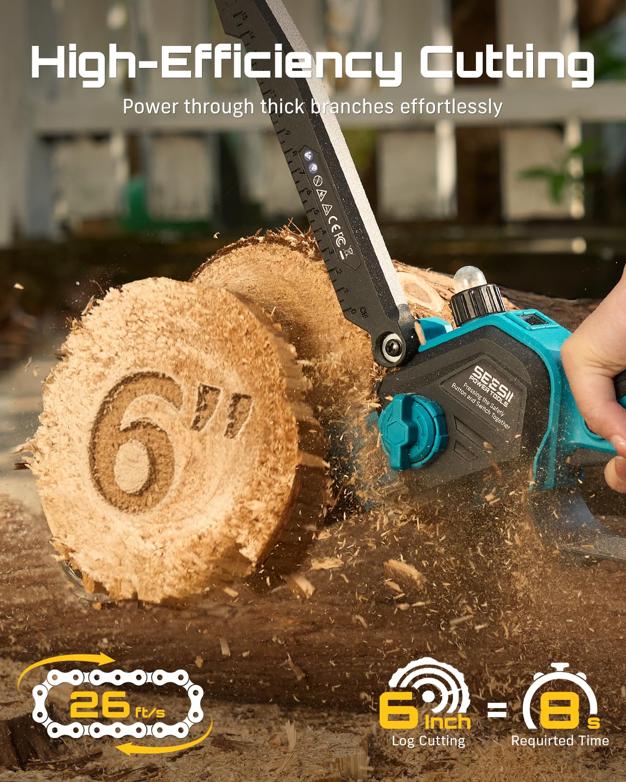 SEESII 2-in-1 Electric Pole Saws: Brushless Mini Chainsaw Cordless 6 Inch, 2 x 4000mAh Batteries, Pole Saw for Tree Trimming,Hand held Chain Saw with Extension Pole for Tree Limb Branch Cutter,P6 Ace