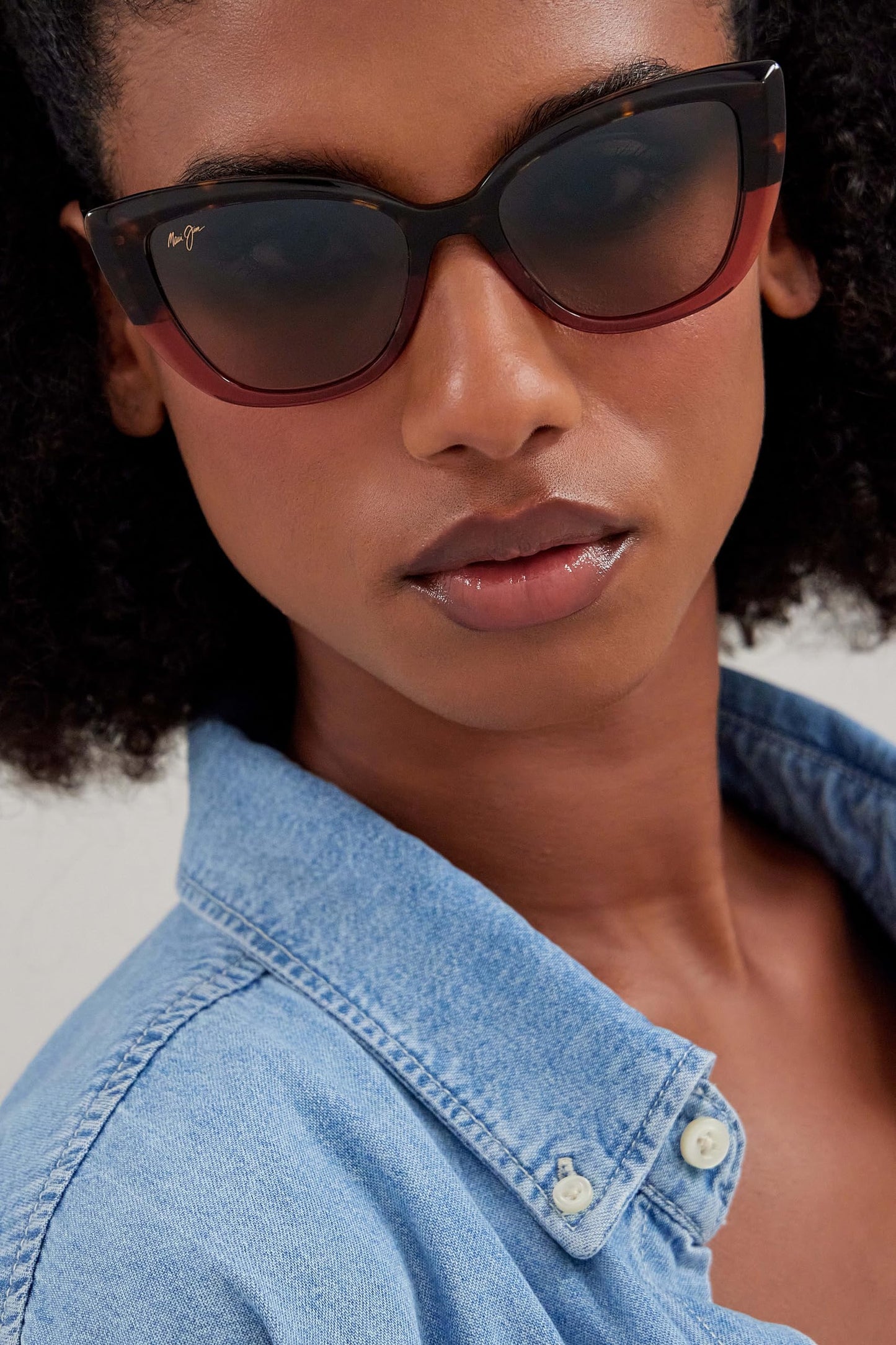 Maui Jim Women's Blossom Polarized Cat Eye Sunglasses, Havana W/Peach/Hcl® Bronze Polarized, Medium Fit
