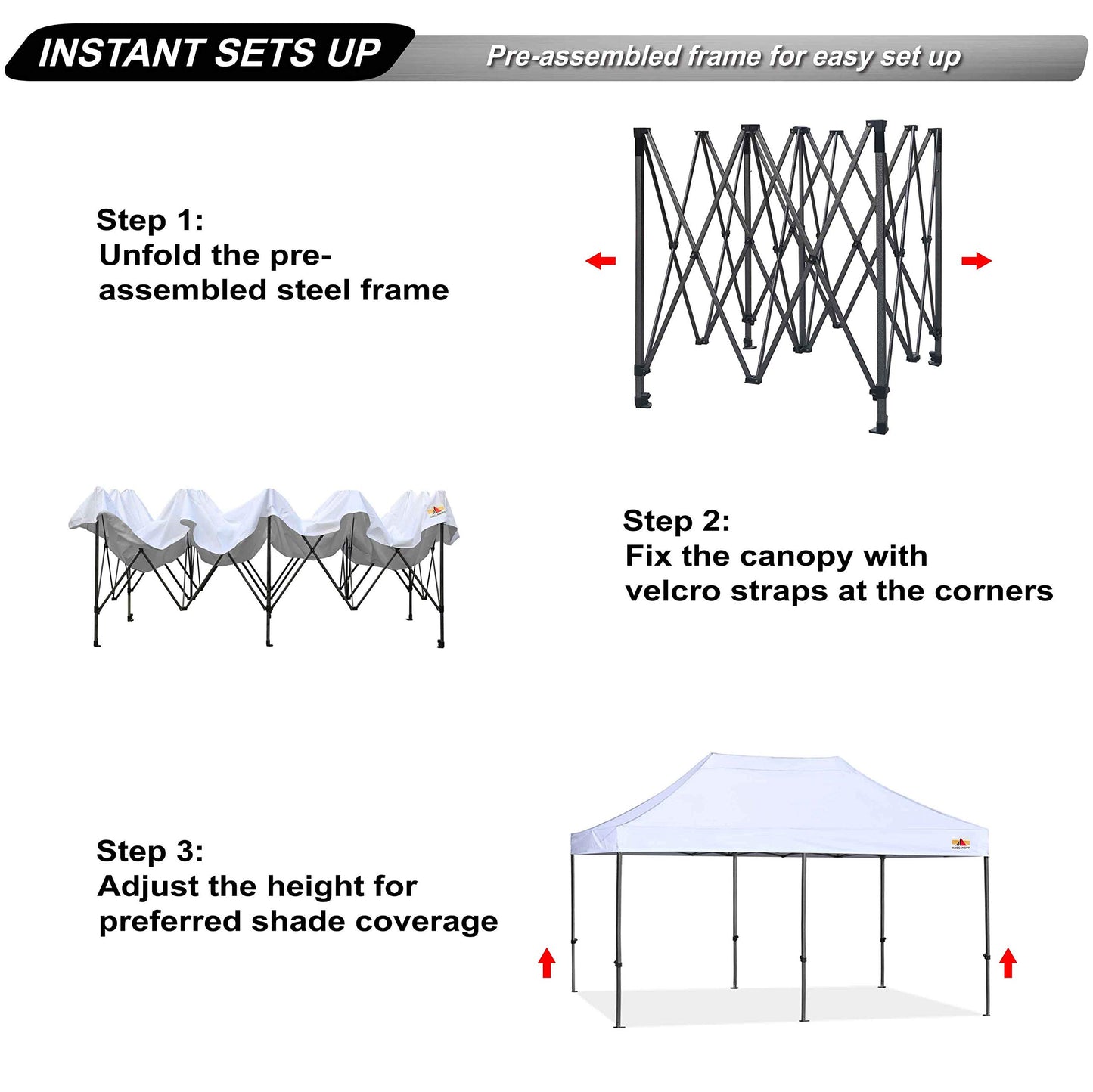 ABCCANOPY Patio Pop Up Canopy Tent 10x20 Commercial-Series(White)