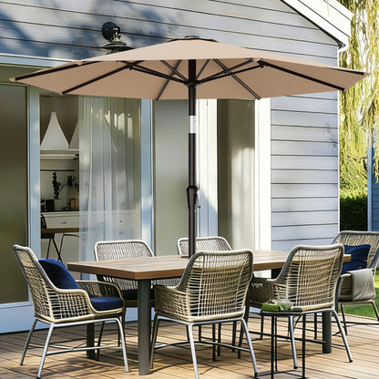 AreShark 9 FT Patio Umbrella for Outdoor, Outdoor Table Umbrella with Push Button Tilt and Crank, Outdoor Patio Umbrellas with 8 Sturdy Ribs for Market, Garden, Pool (Beige)