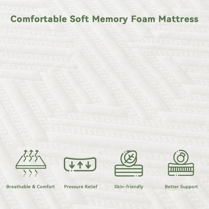 PicWooki Twin Mattress, 6 Inch Memory Foam Twin Size Mattress in a Box with Washable Removable Cover, Soft and Comfortable, Pressure Relief, Medium Firmness