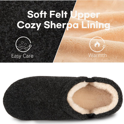 LongBay Men's Slippers Warm Bedroom Memory Foam House Shoes Slip-On for Indoor Outdoor Winter (Black, 7-8)
