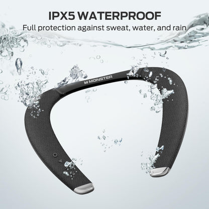 Monster Boomerang Petite Neckband Bluetooth Speakers, Neck Speaker with 15H Playtime, aptX High Fidelity 3D Stereo Sound, Low Latency, Built-in Mic, IPX5 Waterproof Wearable for Home Outdoor