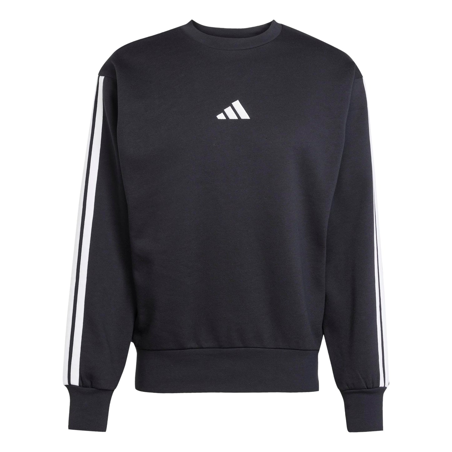 adidas Men's Essentials Fleece 3-Stripes Sweatshirt, Black/White/Black, XL XL