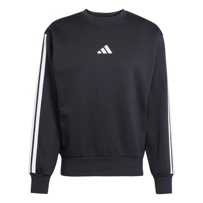 adidas Men's Essentials Fleece 3-Stripes Sweatshirt, Black/White/Black, XL XL