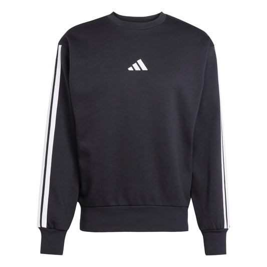 adidas Men's Essentials Fleece 3-Stripes Sweatshirt, Black/White/Black, XL XL