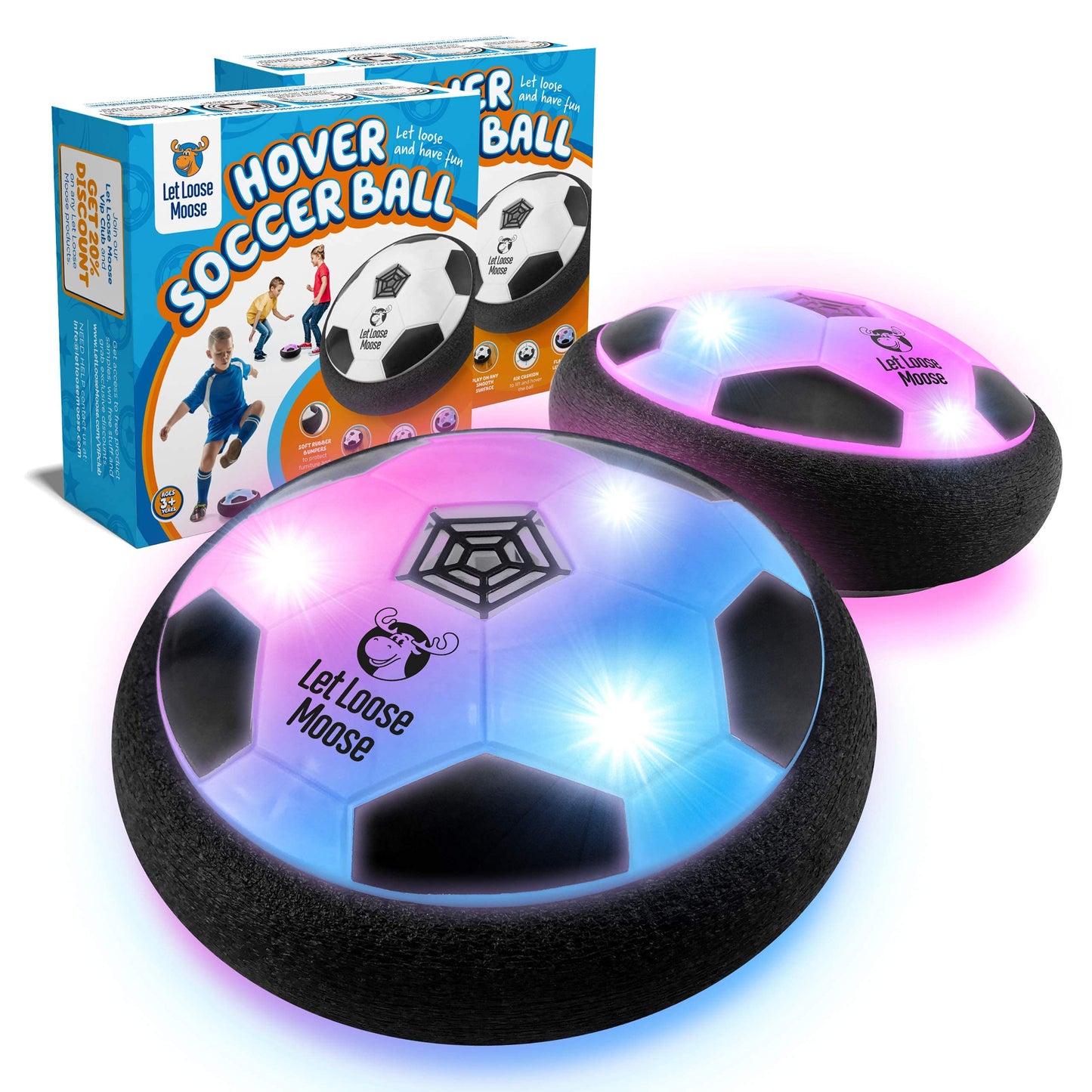 Let Loose Moose Hover Soccer Ball, Set of 2 LED Soccer Ball Toys, Gifts for 8 Year Old Boys, Toys for 7 Year Old Boys, Birthday Gifts for Boys, Boys Toys for Age 4-6, Fun Toys for Boys and Girls