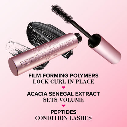 Too Faced Better Than Sex Volumizing Mascara | False Lash Effect with Volume, Length, Curling + Conditioning Peptides, 0.27 Fl Oz, Black