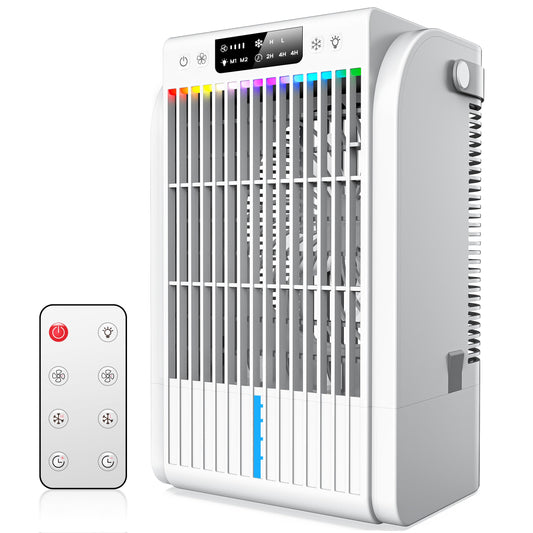 Portable Air Conditioners Fan,JYew AI Evaporative Mini Room Air Conditioners,Portable AC Unit Air Cooler with 4 in 1 Humidifier Fan Conditioner with 1500ML, 3 Speed AC Portable for Room (White)