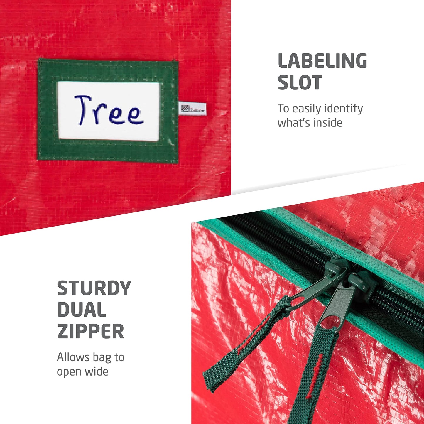 ZOBER 9 Ft Large Christmas Tree Storage Bag - Fits 9 Ft Artificial Trees - Plastic, Waterproof Christmas Tree Bag For Storage Box For Xmas - Strong, Durable Handles - Label Card Slot - Red