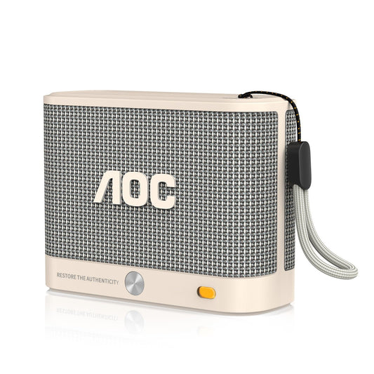 AOC Portable Bluetooth Speaker, Shower Speaker, BT 5.4 with Wireless Stereo Pairing, BassUp, IP67 Waterproof, Dustproof, 30-Hour Playtime, Compact Small for Home, Outdoors, Travel, White
