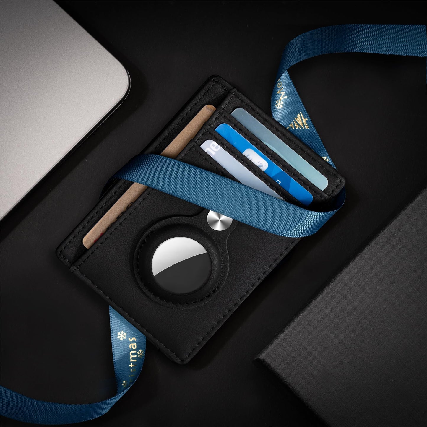 Hawanik Slim Minimalist Front Pocket Air Tag Wallet, RFID Blocking Card Holder Wallet with Airtag Holder