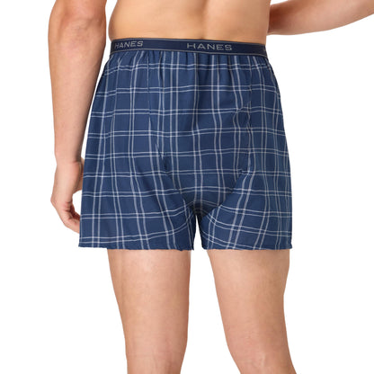 Hanes Men's Underwear Boxers Pack - Softer Woven Moisture-Wicking Boxers for Men - Cotton Blend