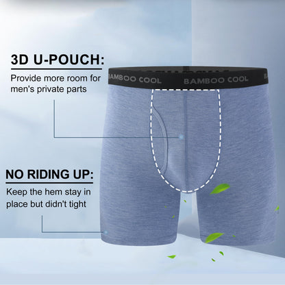 BAMBOO COOL Men's Ultra Breathable Underwear,No Riding Up Boxer Briefs with ComfortFlexible Waistband,Multipack