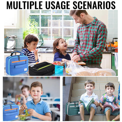 Genteen Lunch Box Kids, Insulated Lunch Bag Kids Boys Girls Back to School, Soft Lunch Box for Men Reusable Lunchbox for Office,Outdoor,School (Black)