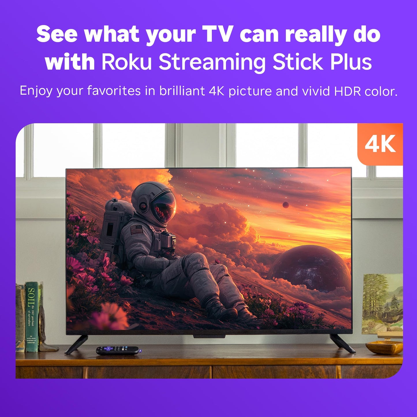 Roku Streaming Stick Plus 2025 - 4K & HDR Roku Streaming Device for TV with Voice Remote - Free & Live TV