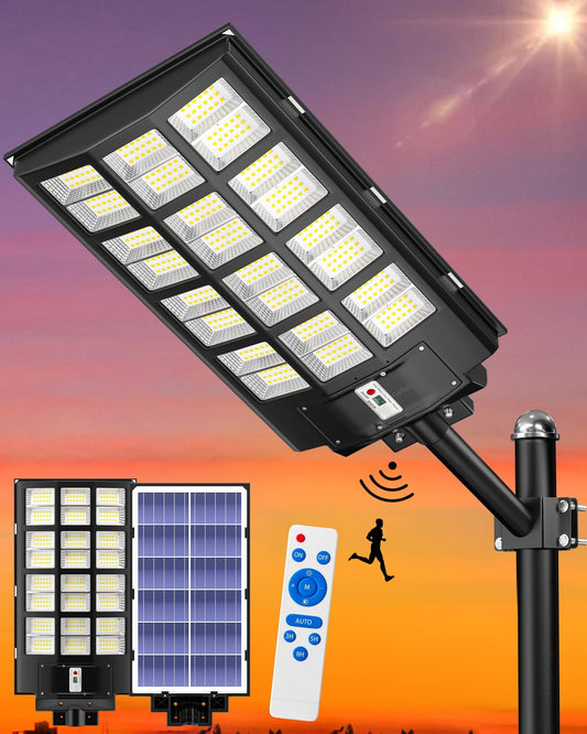 Gefolly SL-4800W Solar Street Light Outdoor, Wide Angle 398000LM Commercial Parking Lot Light Dusk to Dawn 6500K Solar Flood Security Light IP67 Solar Lamp