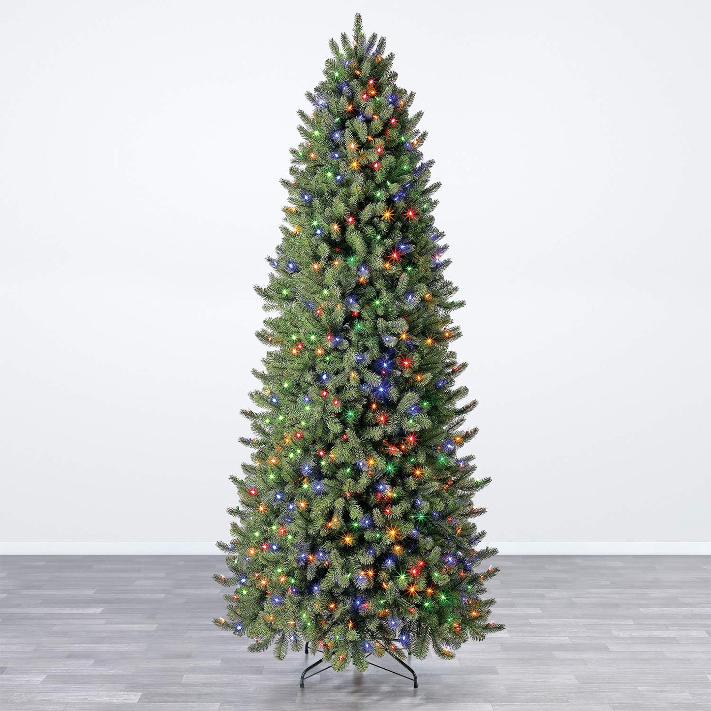 Evergreen Classics 9 ft Pre-Lit Vermont Spruce Artificial Christmas Tree, Remote-Controlled Color-Changing LED Lights