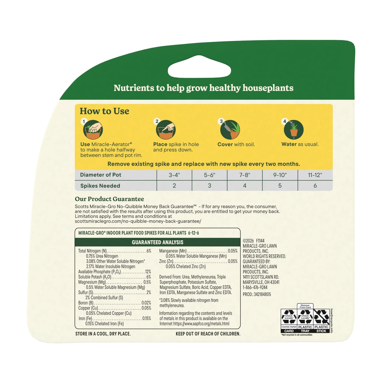 Miracle-Gro Indoor Plant Food Spikes for All Plants, Fertilizer Spikes for Houseplants, Flowers, Vegetables, and Herbs, 48 Spikes