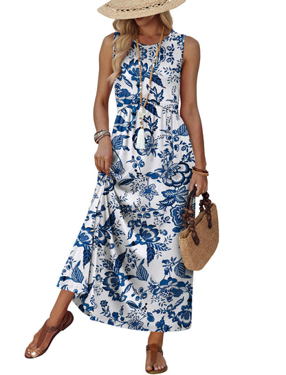 Maxi Dresses for Women 2026 Vacation Babydoll Maternity Dress Floral Casual Sundresses Empire Waist Flowy Boho Summer Dress Italian Dresses Spring Wedding Guest Cruise Outfits Resort Wear 2026 L