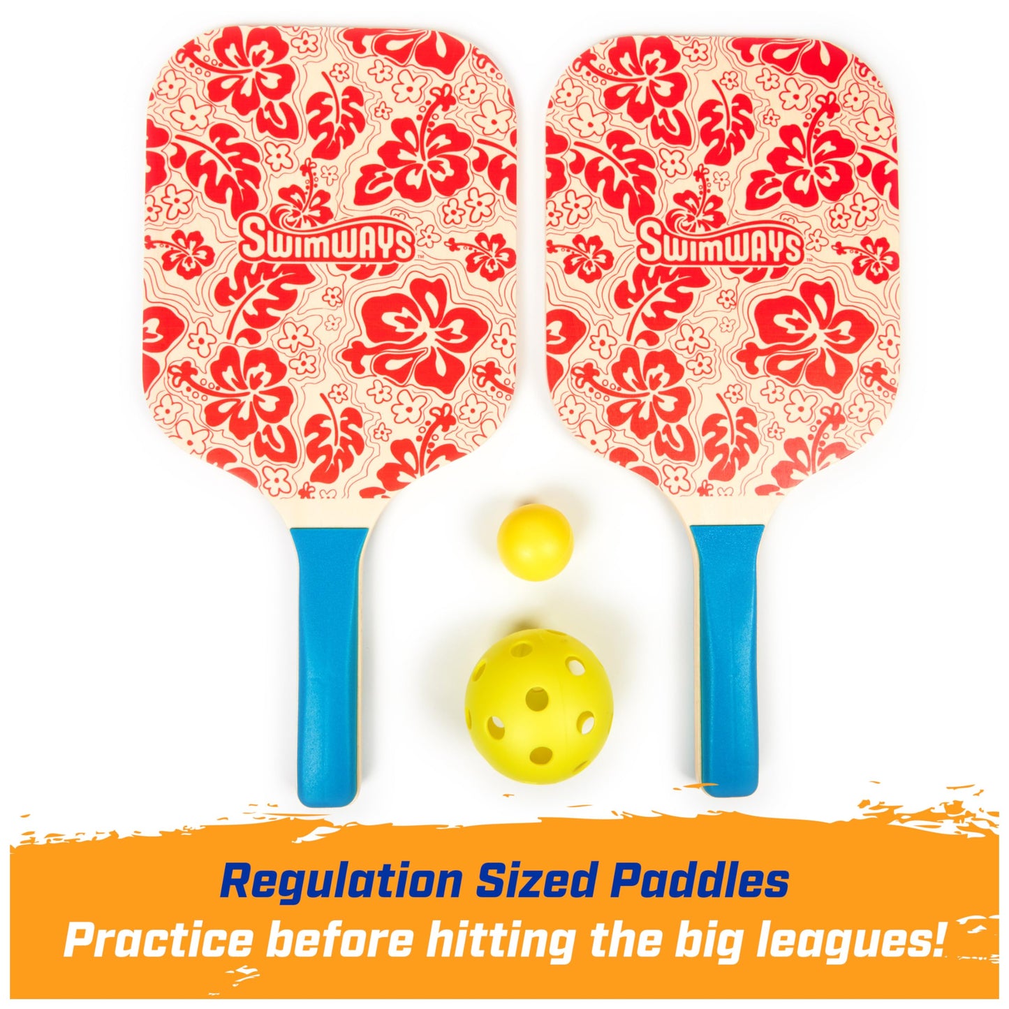 Swimways Hydro Paddle & Pickleball Set, Pickleball Paddles and Balls for Pool, Lake and Beach Games, Outdoor Toys for Kids and Adults Aged 5 & Up