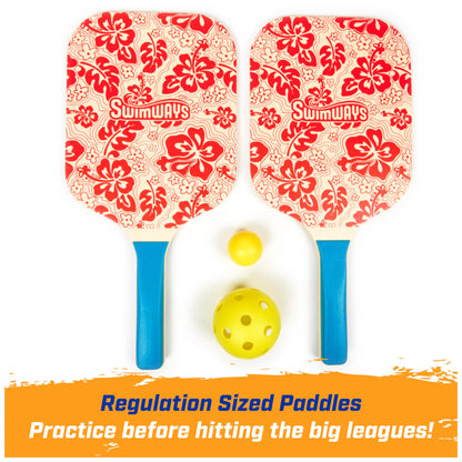 Swimways Hydro Paddle & Pickleball Set, Pickleball Paddles and Balls for Pool, Lake and Beach Games, Outdoor Toys for Kids and Adults Aged 5 & Up