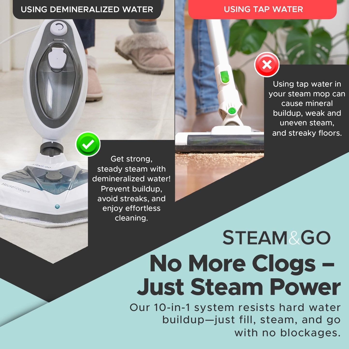 Steam and Go 10-in-1 Steam Mop - Multi-Functional Floor Steamer for Home Use w/Detergent Chamber, Detachable Handle & Handheld Steam Cleaner for Tile, Grout, Hardwood, Upholstery, Carpets & Furniture
