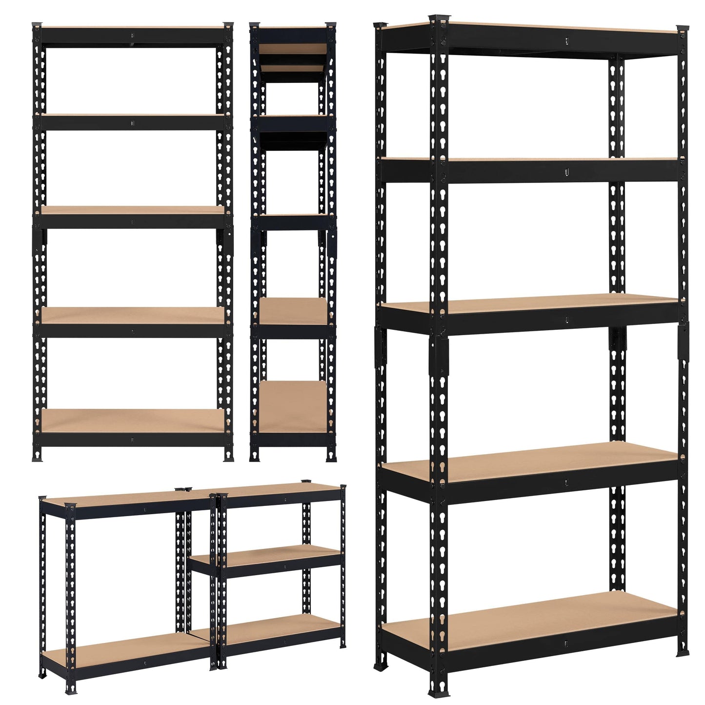 Topeakmart 5-Tier Utility Shelves, Metal Storage Shelves, Adjustable Shelving Units, Boltless Assembly, Garage Shelves Shed Shelving for Warehouse Garage Shed Basement- Black, 27.5 x 12x 60 Inch