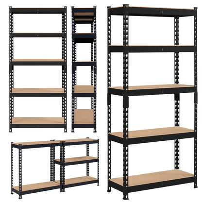 Topeakmart 5-Tier Utility Shelves, Metal Storage Shelves, Adjustable Shelving Units, Boltless Assembly, Garage Shelves Shed Shelving for Warehouse Garage Shed Basement- Black, 27.5 x 12x 60 Inch