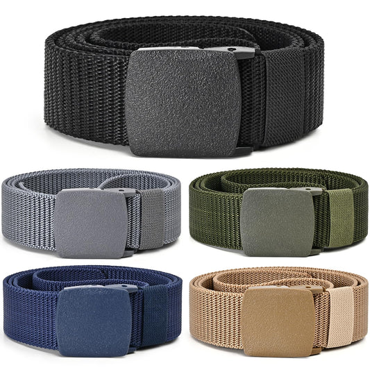 UNGGJKB Tactical Men's Nylon Belts,5 Pack Mens Belts Casual，Military Canvas Outdoor Metal-free Belts