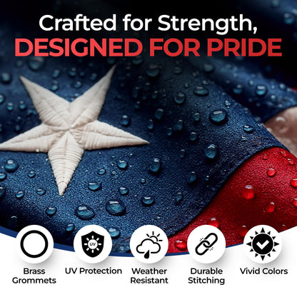 American Flag for Outside Heavy-Duty US Flag with Embroidered Stars Reinforced Material USA Flag Built for Outdoors Sewn Stripes UV Protection Brass Grommets (3x5 ft)