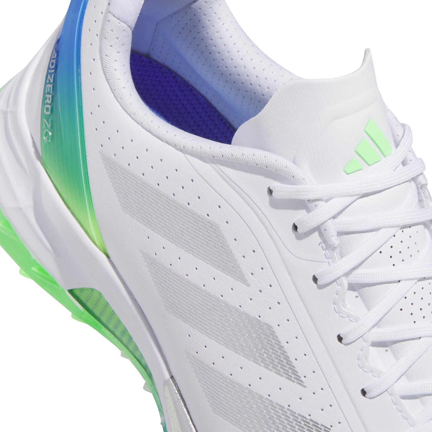 adidas Men's Adizero ZG Spikeless Golf Shoes, Footwear White/Silver Metallic/Lime Burst, 9.5