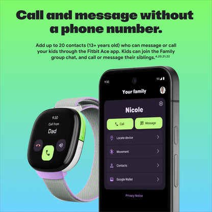 Fitbit Google Ace LTE - Kids Smartwatch with Call, Message, GPS, and Activity-Based Games, Ace Pass Data Plan Required - Spicy - Moovin