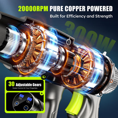 YKYI Cordless Pressure Washer Battery Powered, 30 Speed Level, 1200 PSI Portable Power Washer with 6-in-1 Nozzle, 24FT High-Elastic Hose, Handheld Pressure Washer for Car, Garden Cleaning (Gray)