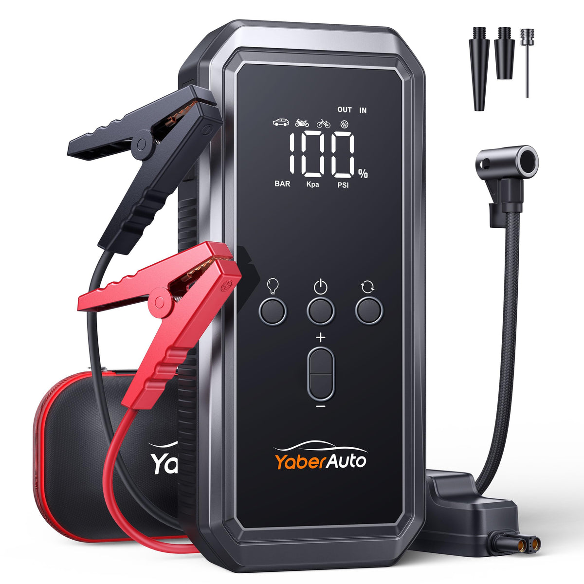 YaberAuto 8-in-1 Jump Starter with Air Compressor 5500A 150PSI Portable Car Battery Jump Starter (9L Gas/8L Diesel), 12V Jump Box Car Battery Jumper Starter Portable with Jumper Cables, 160W DC Out