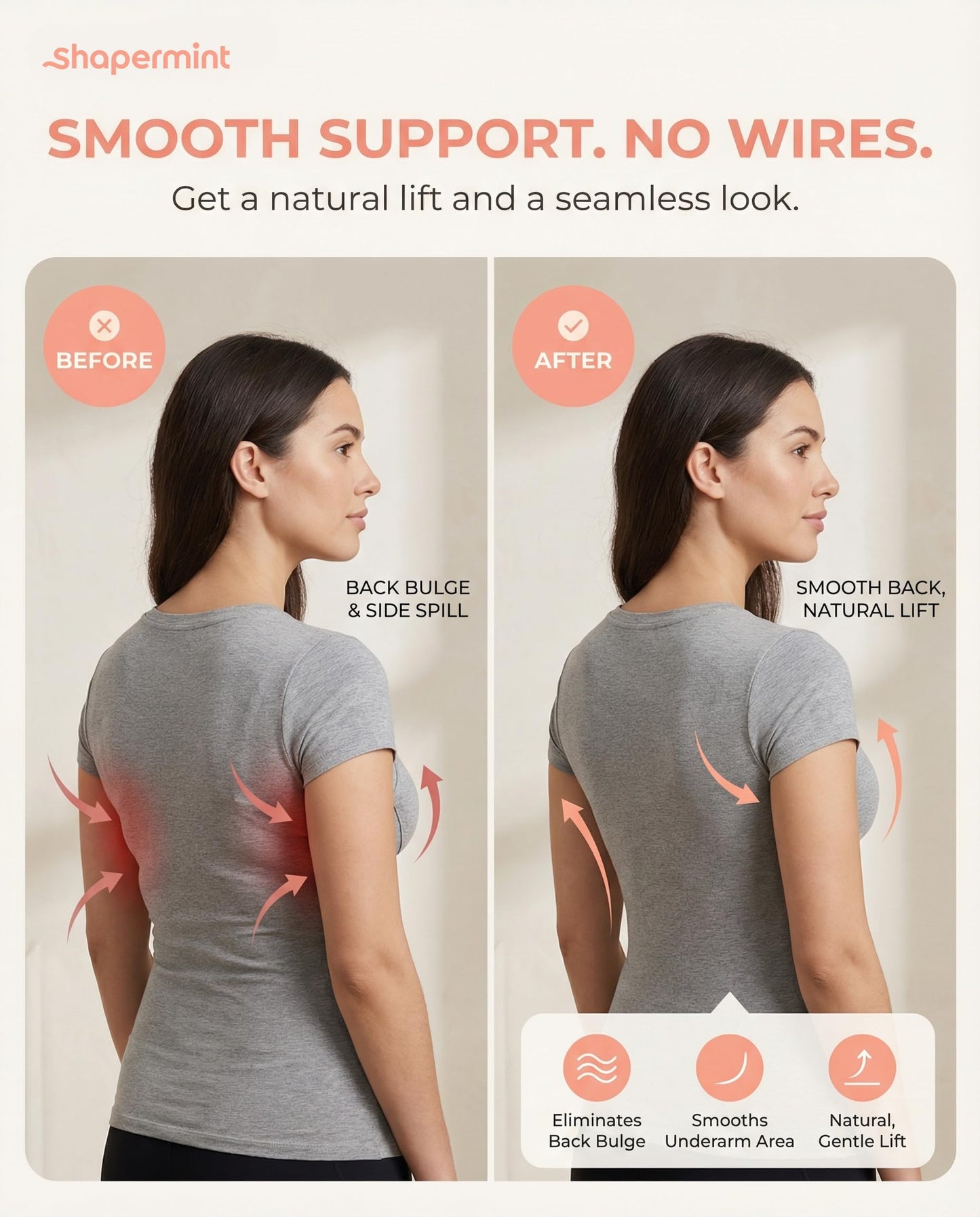 SHAPERMINT Wireless Bras for Women No Underwire – Small to Plus Size Bralettes with Support and Natural Lift