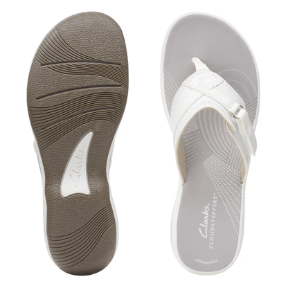 Clarks Women's Breeze Sea Flip-Flop, New White Synthetic, 6