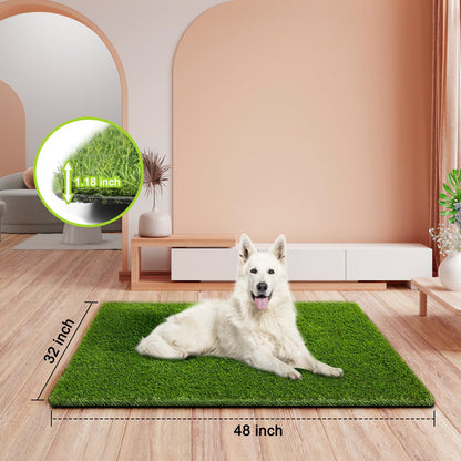 Artificial Grass, Professional Dog Grass Mat, Potty Training Rug and Replacement Artificial Grass Turf, Large Turf Outdoor Rug Patio Lawn Decoration, Easy to Clean with Drainage Holes (48x32 inch)