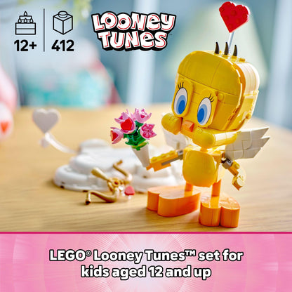 LEGO Looney Tunes Sweetheart Tweety Bird Building Toy for Adults & Kids - Tweety Figure W/Display Pedestal & Accessories for Girls & Boys, Ages 12+ - Gift & Craft for Valentine's Day - 40824